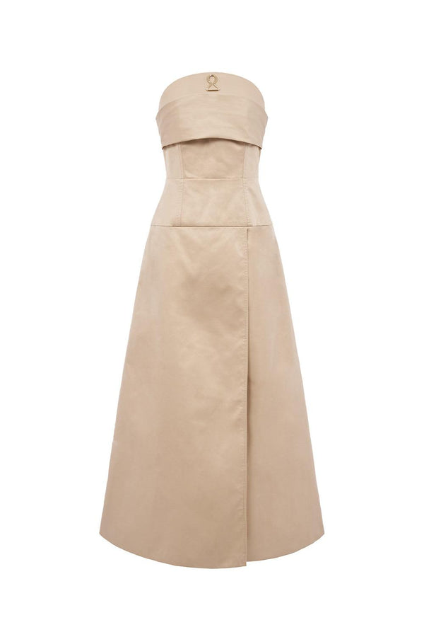 Espoir Strapless Side Slit Taffeta Ankle Length Dress - MEAN BLVD