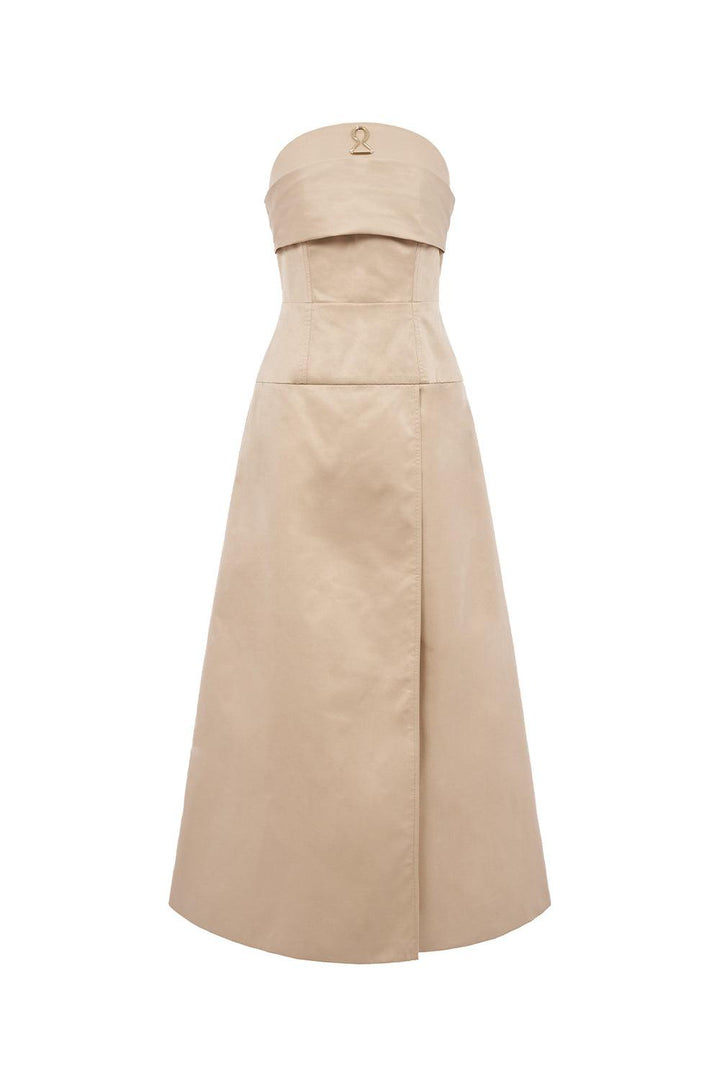 Espoir Strapless Side Slit Taffeta Ankle Length Dress - MEAN BLVD