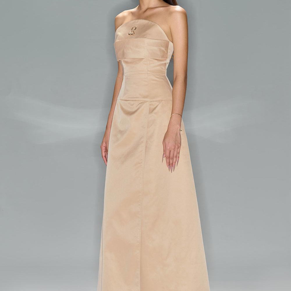 Espoir Strapless Side Slit Taffeta Ankle Length Dress - MEAN BLVD