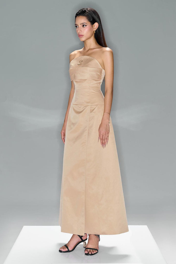 Espoir Strapless Side Slit Taffeta Ankle Length Dress - MEAN BLVD