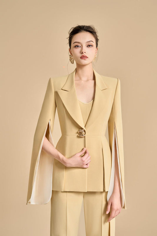 Esteban A-line V-Neck Polyester Blazer - MEAN BLVD