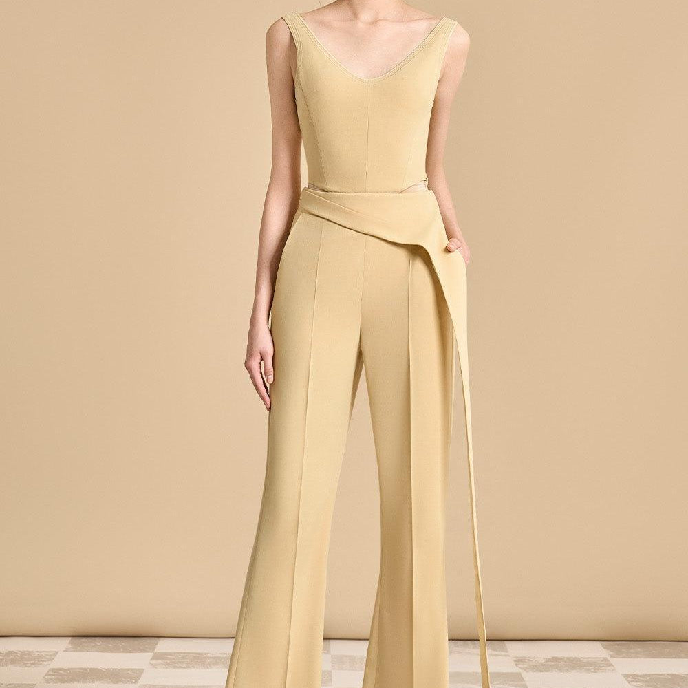 Esteban Flared Extended Flap Polyester Floor Length Pants - MEAN BLVD