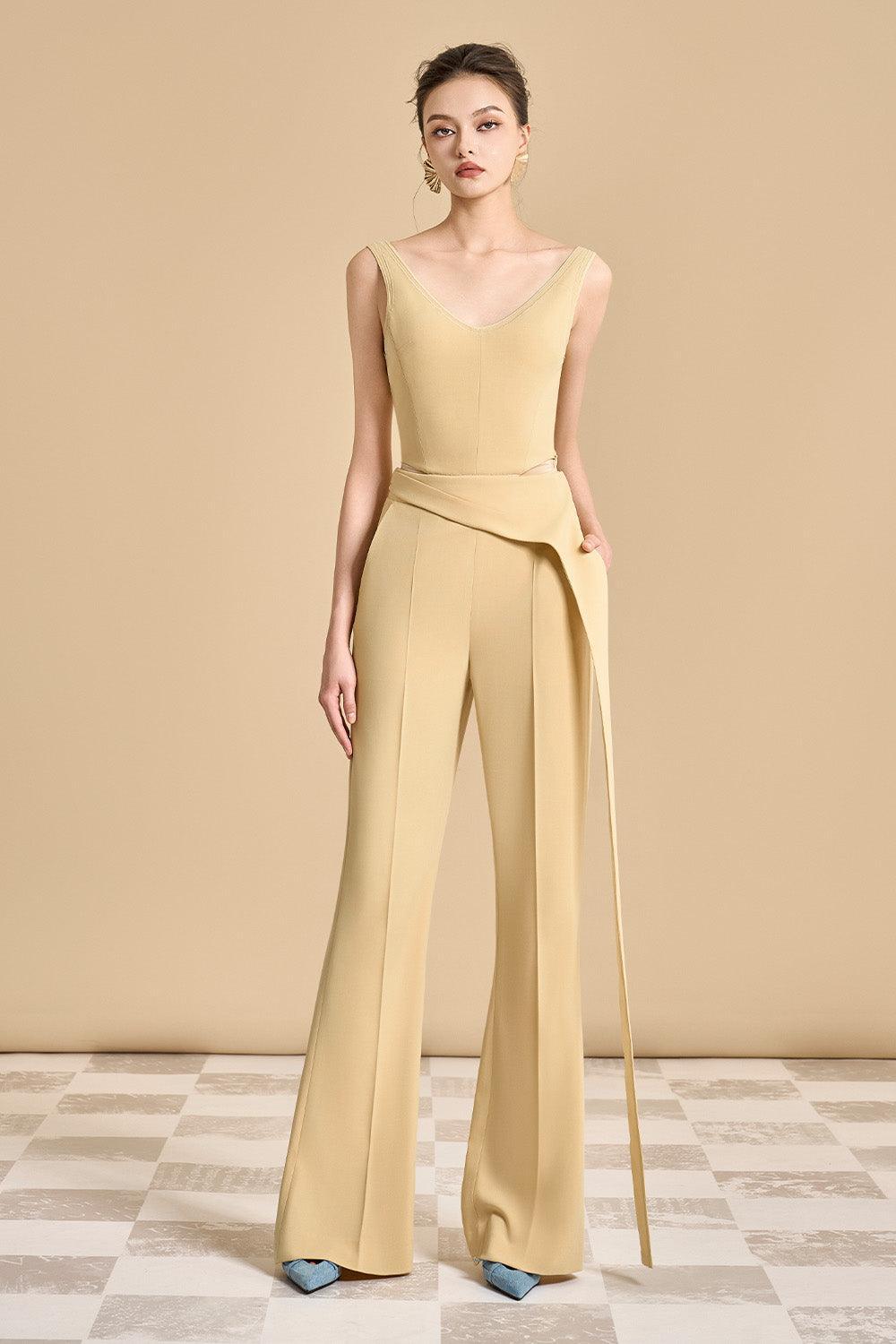 Esteban Flared Extended Flap Polyester Floor Length Pants - MEAN BLVD