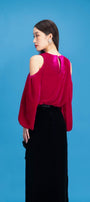 Estella Blouson Cold Shoulder Sleeved Velvet Top - MEAN BLVD