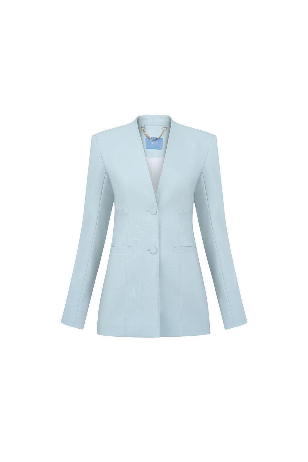 Women's Esther A-line Lapelless Crepe Blazer S/M/L Dusky Blue