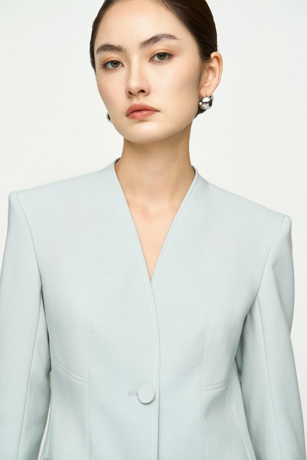 Esther A-line Lapelless Crepe Blazer - MEAN BLVD