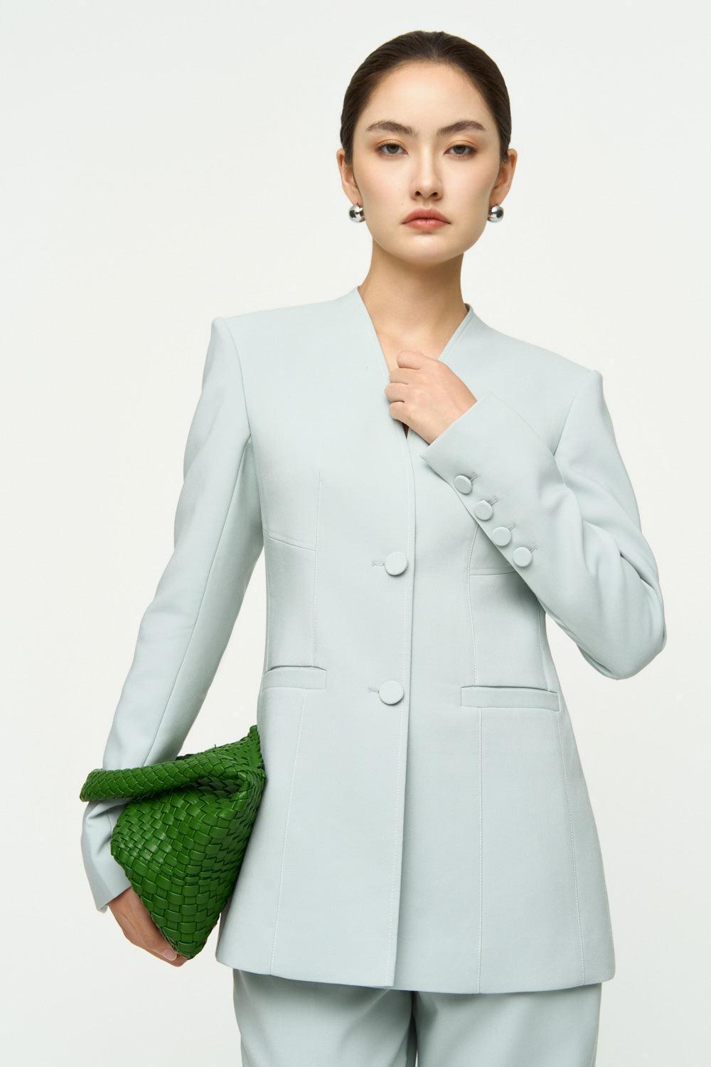 Esther A-line Lapelless Crepe Blazer - MEAN BLVD