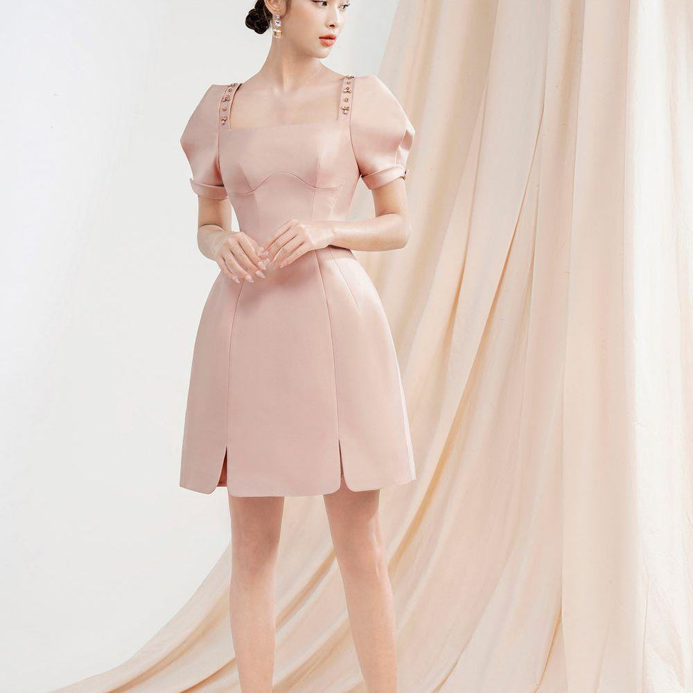 Esther A-line Puffy Sleeved Taffeta Mini Dress - MEAN BLVD