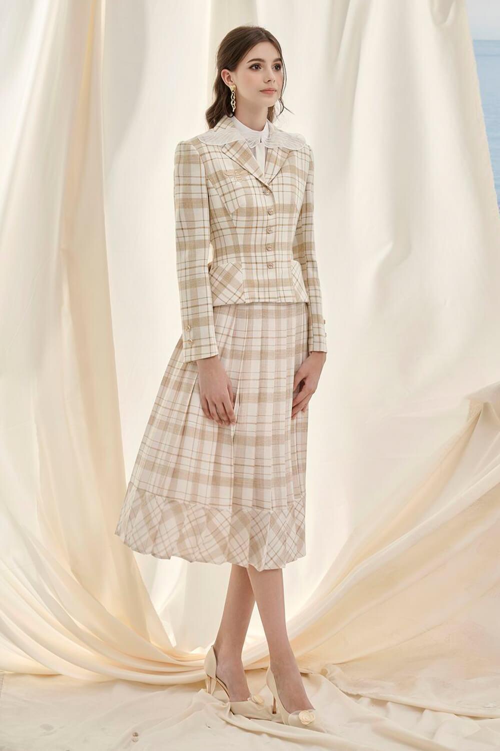 Esther Adele Fit and Flare Notch Lapel Linen Jacket - MEAN BLVD