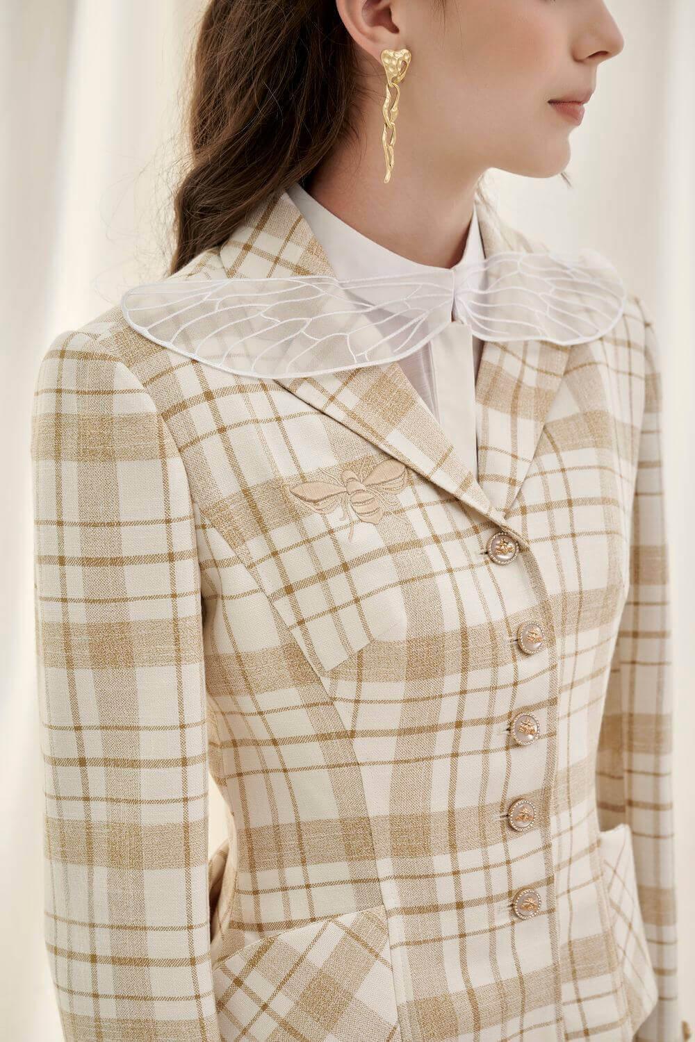 Esther Adele Fit and Flare Notch Lapel Linen Jacket - MEAN BLVD