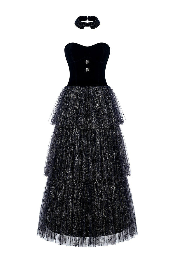 Esther Layered Sweetheart Neck Tulle Ankle Length Dress - MEAN BLVD