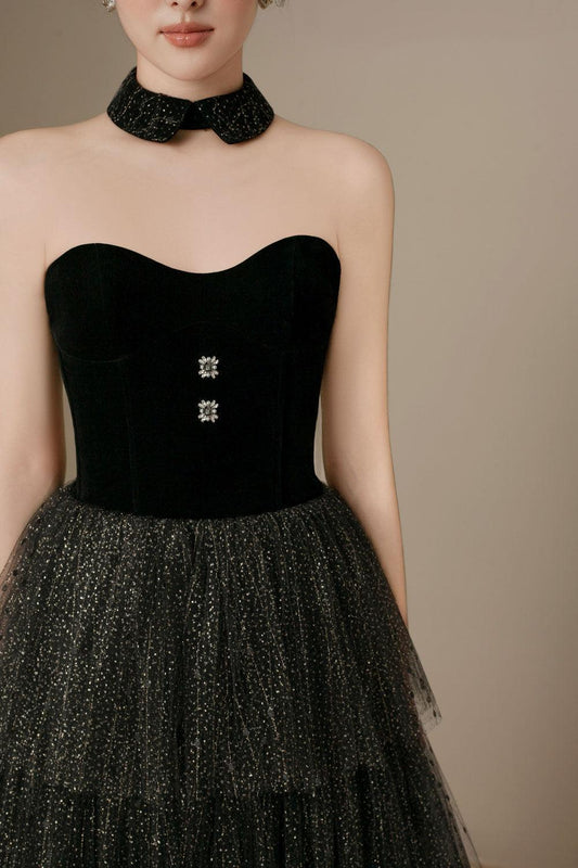 Esther Layered Sweetheart Neck Tulle Ankle Length Dress - MEAN BLVD