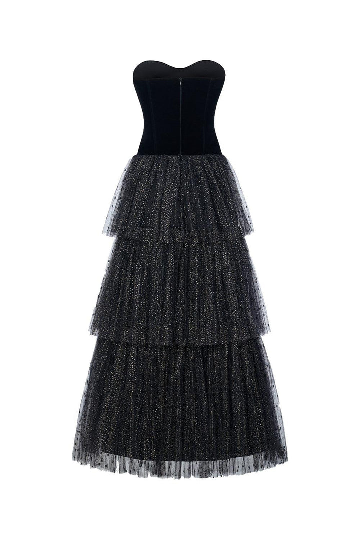 Esther Layered Sweetheart Neck Tulle Ankle Length Dress - MEAN BLVD
