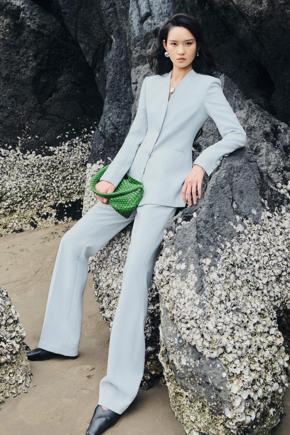 Esther Straight Slim Leg Crepe Floor Length Pants - MEAN BLVD