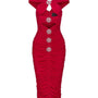 Estrella Bodycon Gathered Spandex Midi Dress - MEAN BLVD
