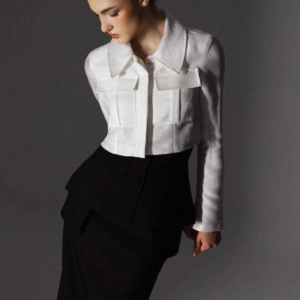 Ethereal Cropped Cargo Pocket Wool Shirt - MEAN BLVD