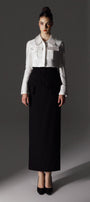Ethereal Sheath Layered Wool Cotton Ankle Length Skirt - MEAN BLVD
