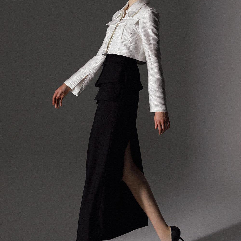 Ethereal Sheath Layered Wool Cotton Ankle Length Skirt - MEAN BLVD