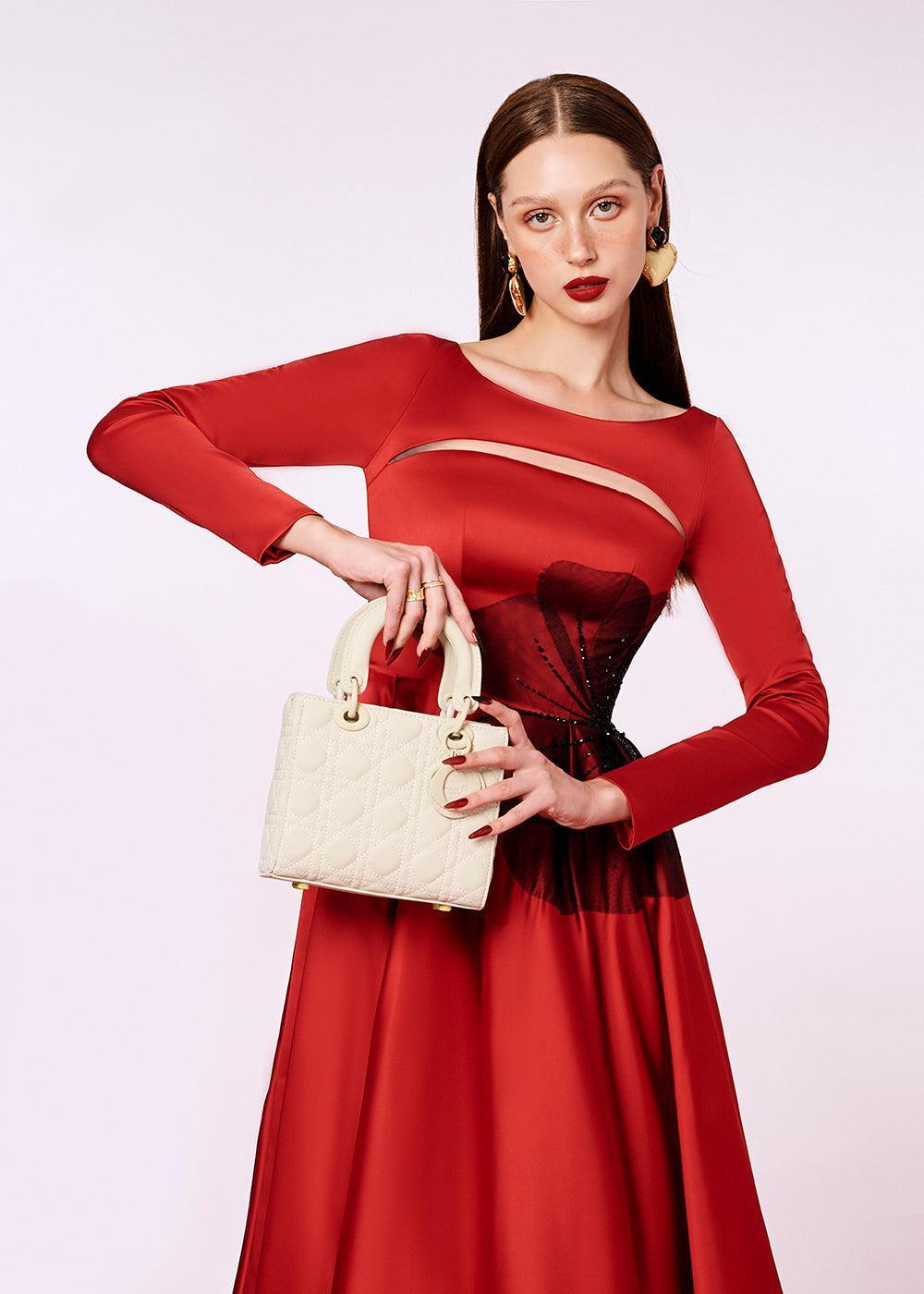 Eunoia Fit and Flare Boat Neck Polyester Midi Dress - MEAN BLVD