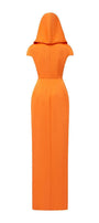 Euphony Wrap Hooded Neck Silk Floor Length Dress - MEAN BLVD