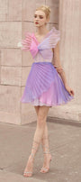 Euterpe Pleated V-Neck Chiffon Mini Dress - MEAN BLVD