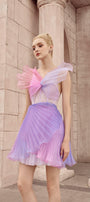 Euterpe Pleated V-Neck Chiffon Mini Dress - MEAN BLVD