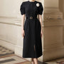 Eva Slit Puffy Sleeved Wool Midi Dress - MEAN BLVD