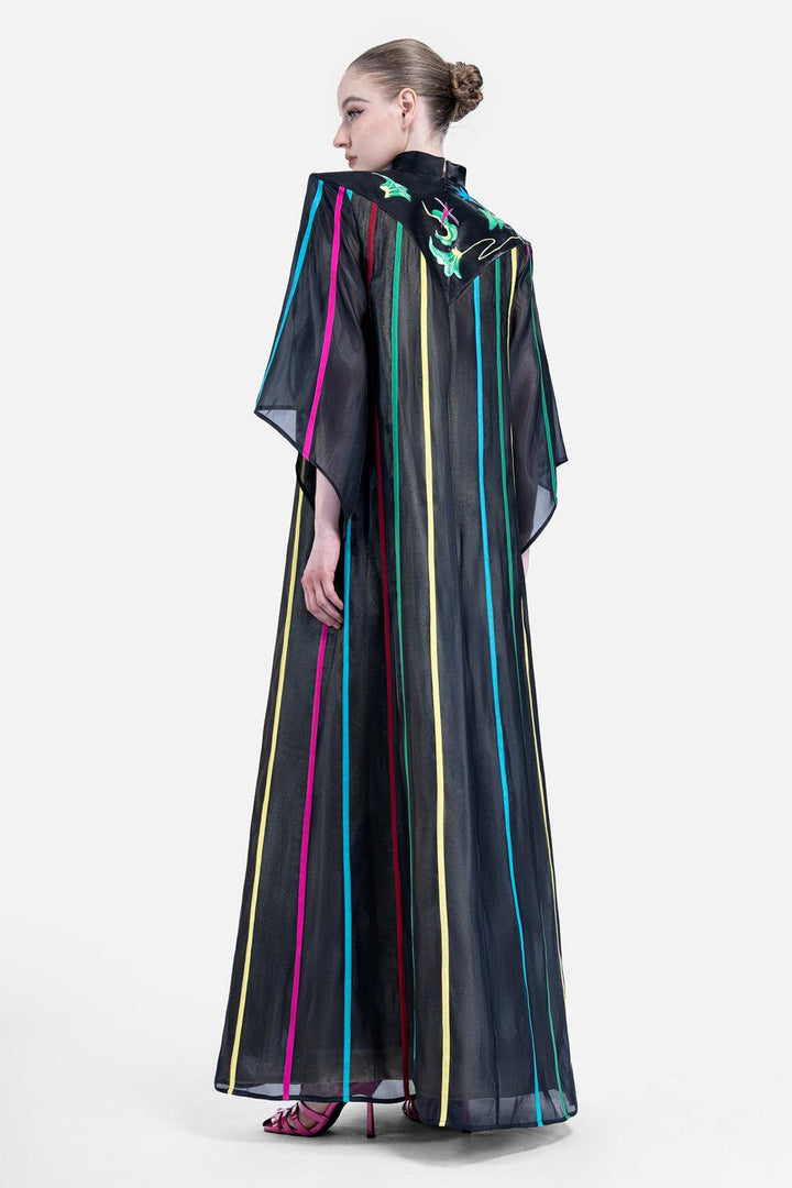 Evander Straight V-Neck Organza Floor Length Dress - MEAN BLVD