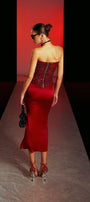 Evangeline Strapless Straight Across Neck Mesh Sequin Top - MEAN BLVD