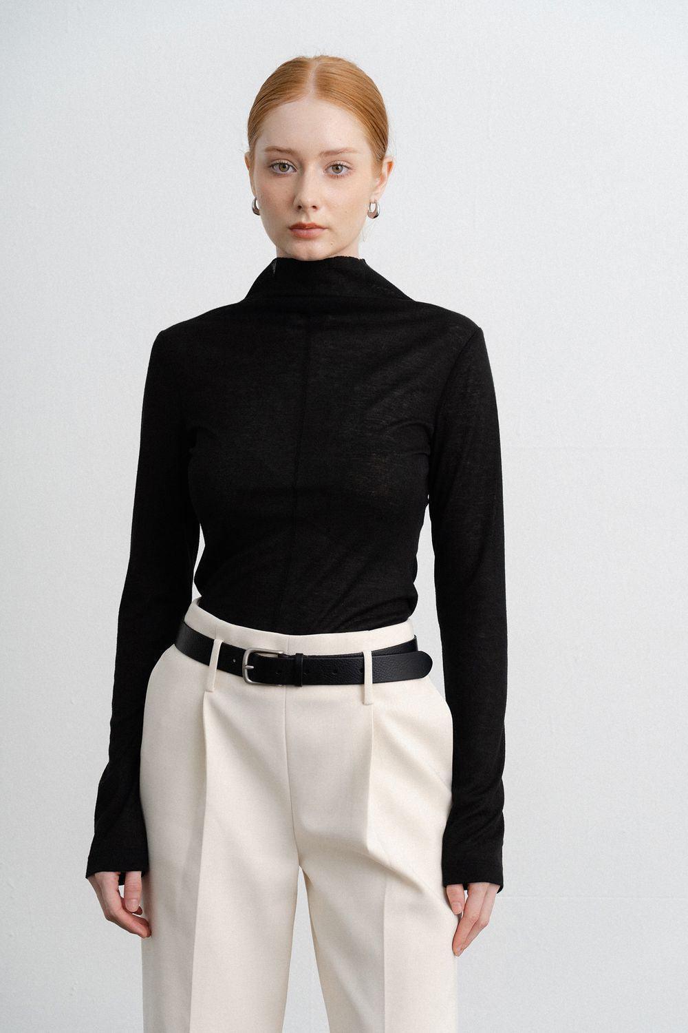 Evelyn Bodycon Long Sleeved Ribbed Wool Top - MEAN BLVD