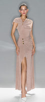 Evelyn Slit Diagonal Neck Spandex Maxi Dress - MEAN BLVD