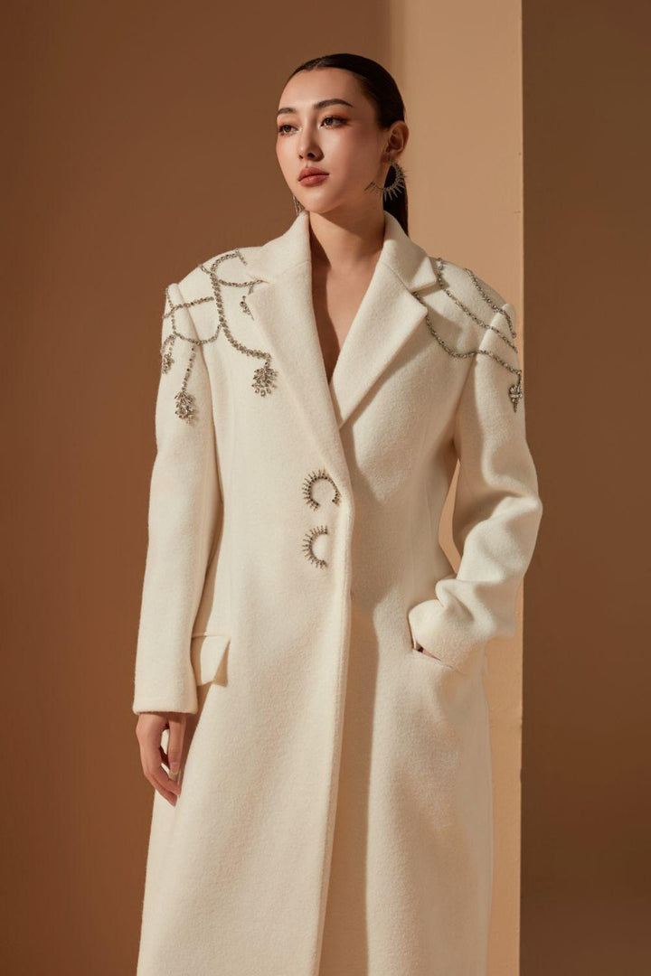 Evelyn Straight Notch Lapel Felt Trench Coat - MEAN BLVD