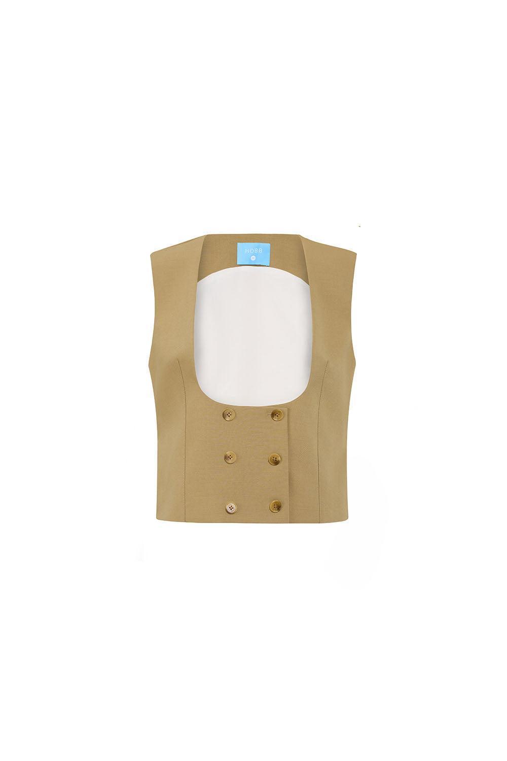 Evelyn Straight Scoop Neck Twill Vest - MEAN BLVD