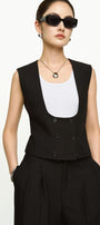 Evelyn Straight Scoop Neck Twill Vest - MEAN BLVD
