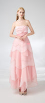 Everlee Strapless Layered Organza Ankle Length Dress - MEAN BLVD