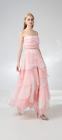 Everlee Strapless Layered Organza Ankle Length Dress - MEAN BLVD