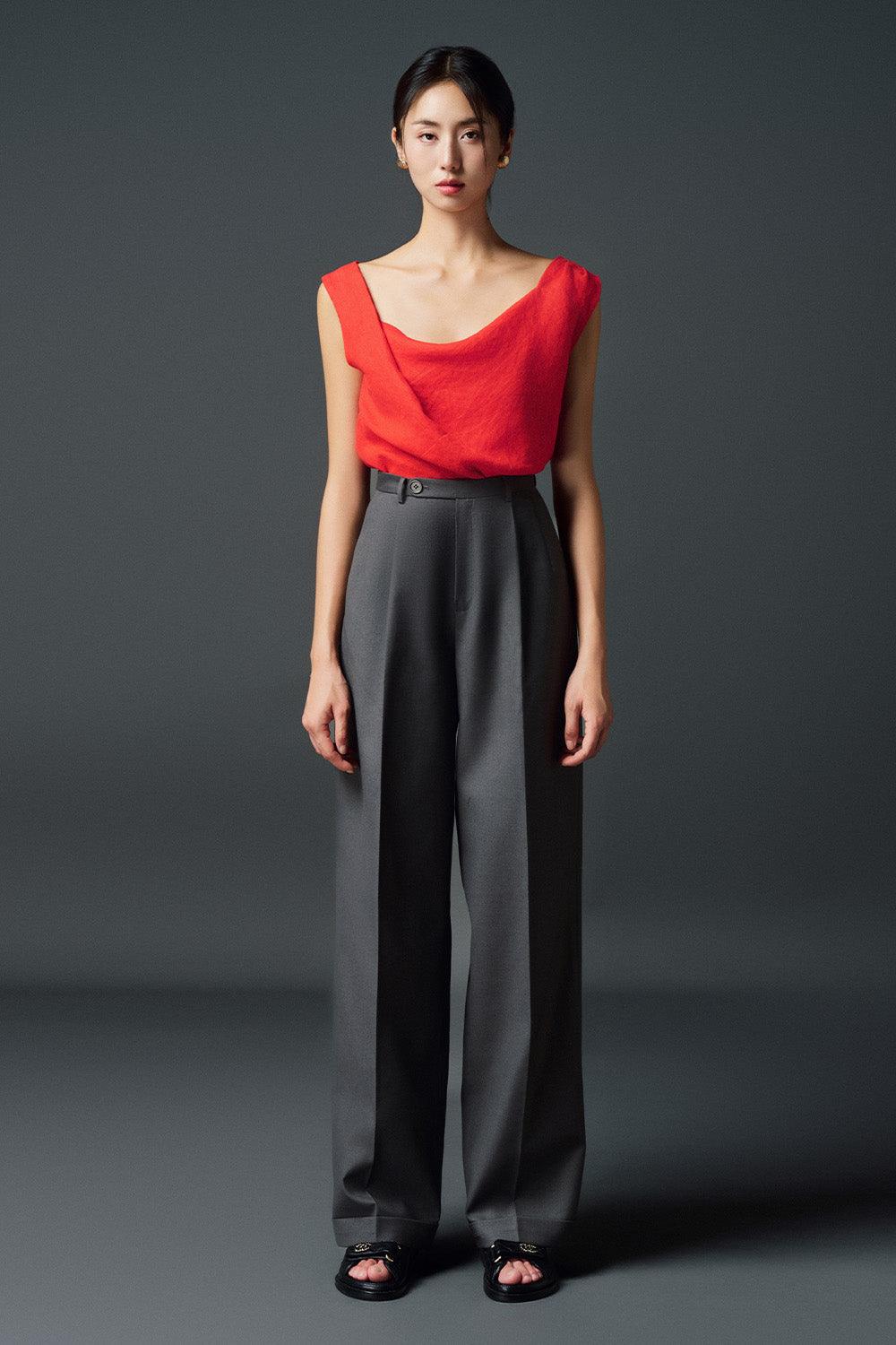 Evie Straight Button Pocket Polycotton Floor Length Trousers - MEAN BLVD