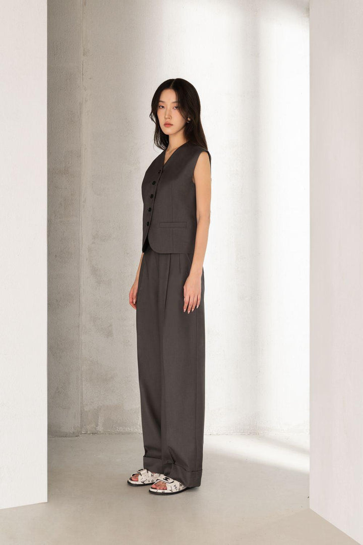 Evie Straight Button Pocket Polycotton Floor Length Trousers - MEAN BLVD