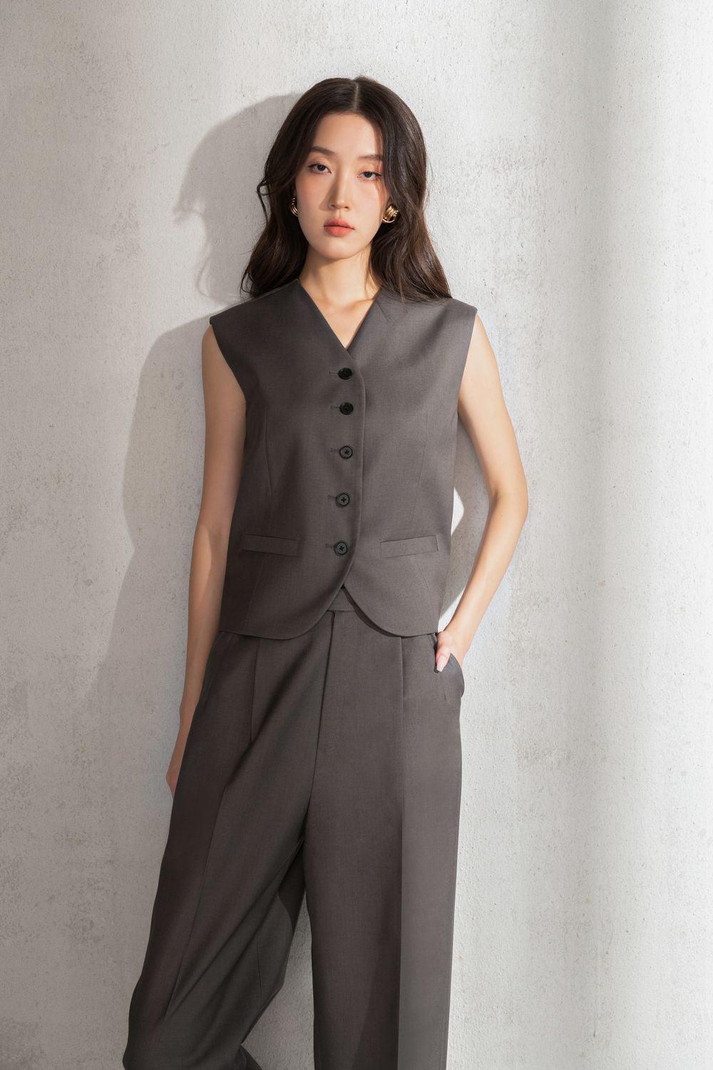 Evie Straight Button Pocket Polycotton Floor Length Trousers - MEAN BLVD