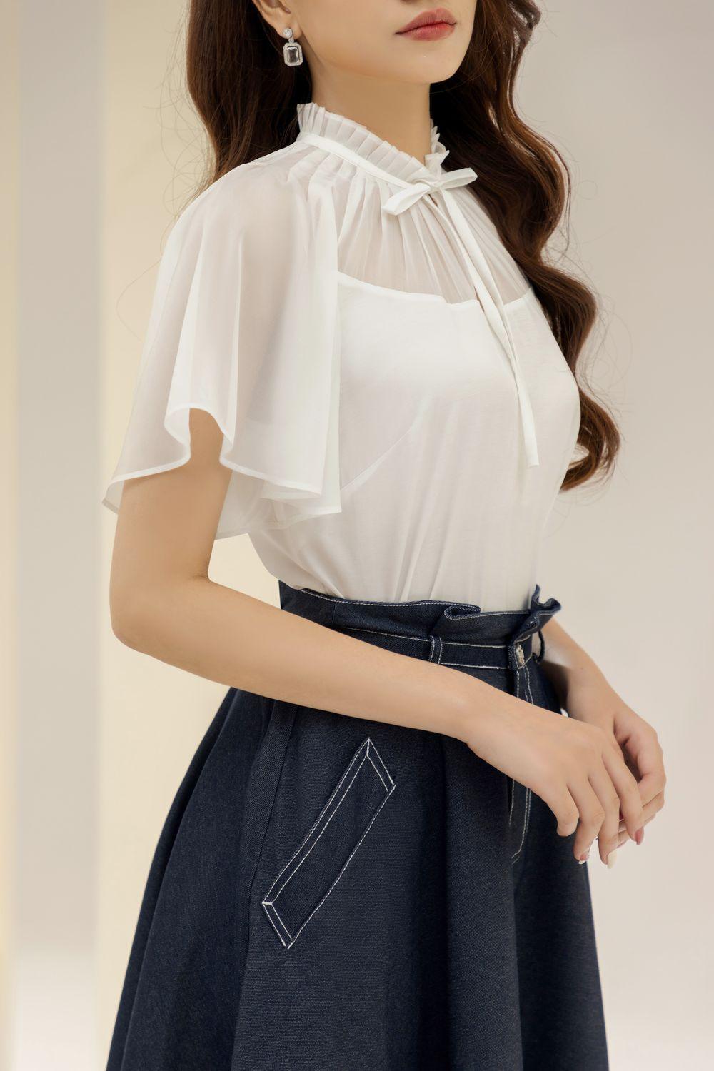 Évora Straight Flutter Sleeved Cotton Viscose Top - MEAN BLVD