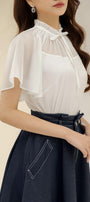 Évora Straight Flutter Sleeved Cotton Viscose Top - MEAN BLVD