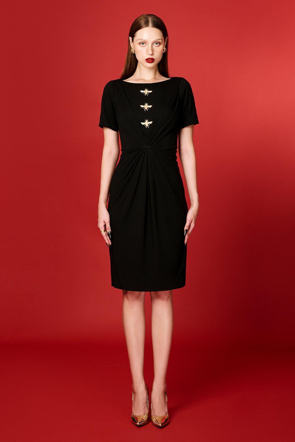 Evren Sheath Boat Neck Cotton Polyester Knee-length Dress - MEAN BLVD