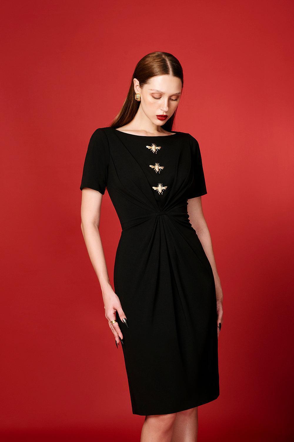 Evren Sheath Boat Neck Cotton Polyester Knee-length Dress - MEAN BLVD