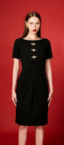 Evren Sheath Boat Neck Cotton Polyester Knee-length Dress - MEAN BLVD