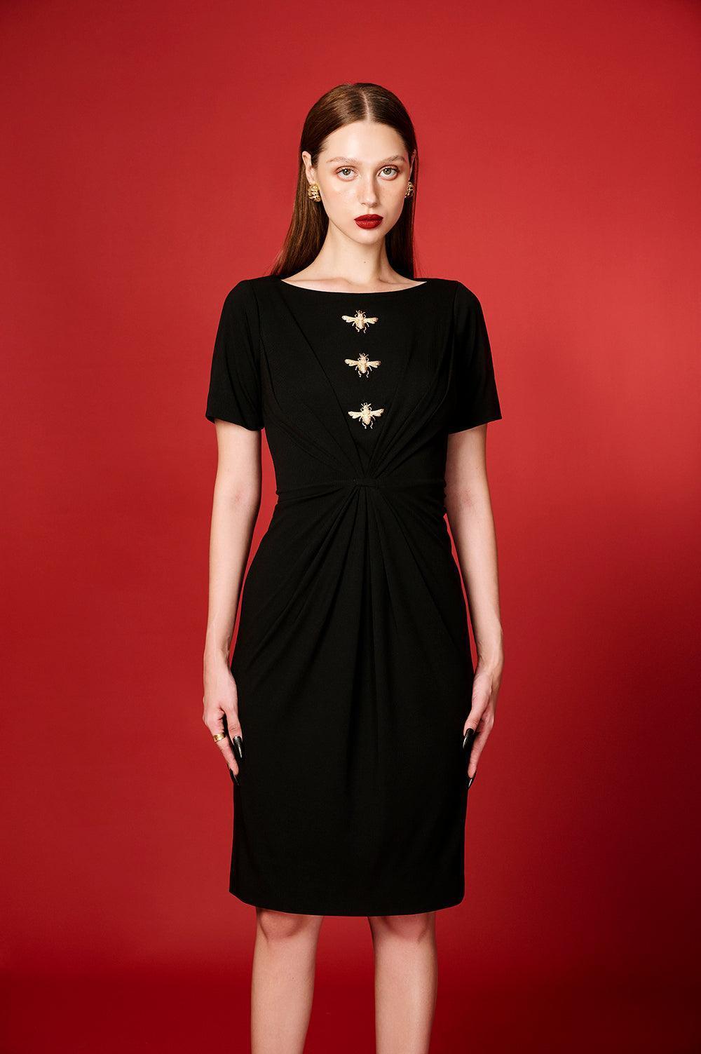 Evren Sheath Boat Neck Cotton Polyester Knee-length Dress - MEAN BLVD
