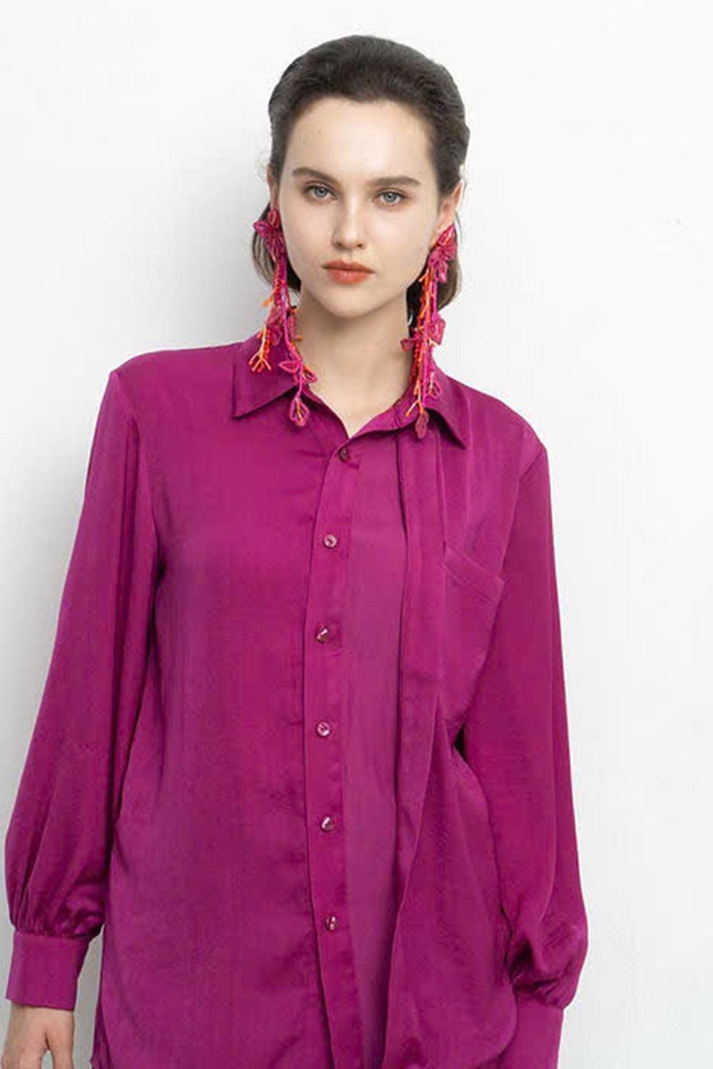 Paislee Straight Bishop Sleeved Silk Shirt