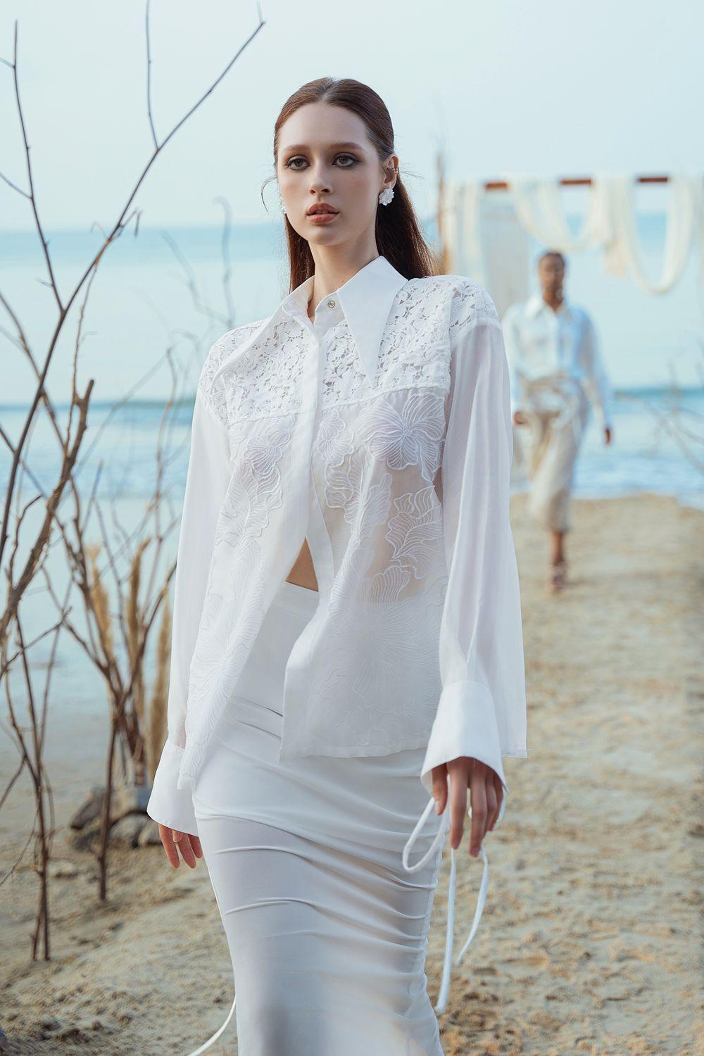 Falvia Pencil Back Slit Silk Chiffon Ankle Length Skirt - MEAN BLVD
