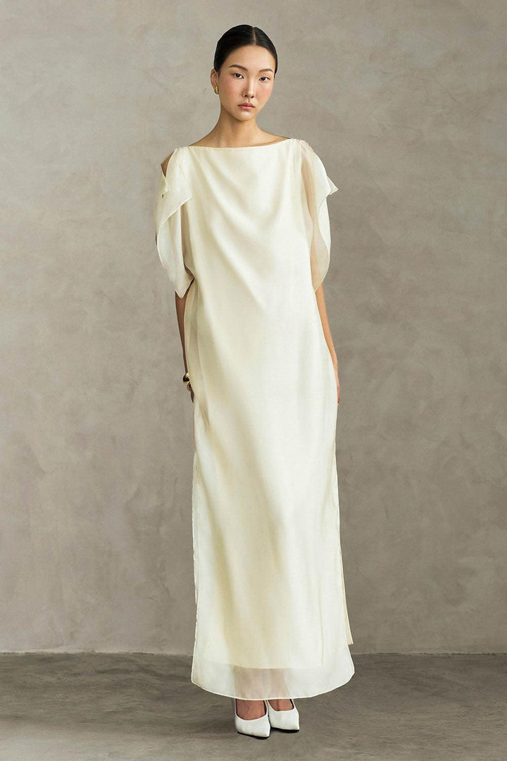 Farida Straight Side Slit Silk Ankle Length Dress - MEAN BLVD