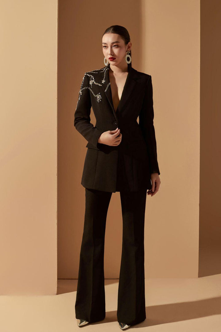 Farlay Structured Notch Lapel Polyester Spandex Blazer - MEAN BLVD