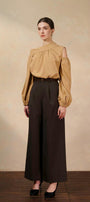 Farrah Cropped Asymmetric Neck Raw Fabric Top - MEAN BLVD
